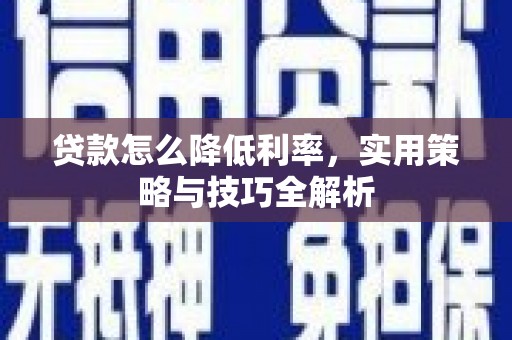 玄武贷款怎么降低利率，实用策略与技巧全解析