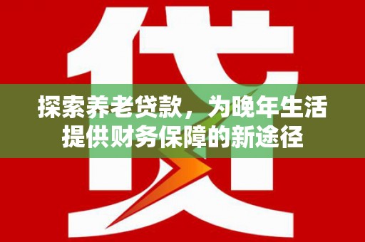 七星探索养老贷款，为晚年生活提供财务保障的新途径