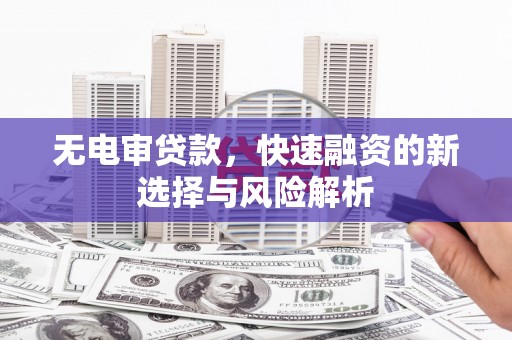 和顺无电审贷款，快速融资的新选择与风险解析