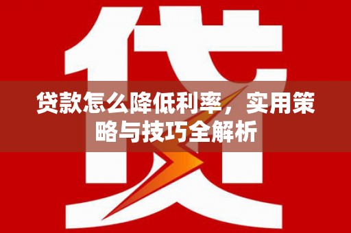 苑里贷款怎么降低利率，实用策略与技巧全解析
